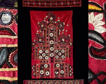 1920s Indian Embroidery, 3 Gujarati Kutch Embroidered Textiles with Shisha Mirror Work #5627