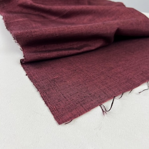 Last piece! Burgundy Handwoven Japanese Silk Kimono Fabric Scrap, Textured Tsumugi 18 1/2&quot; x 14 3/4&quot; wide #6912
