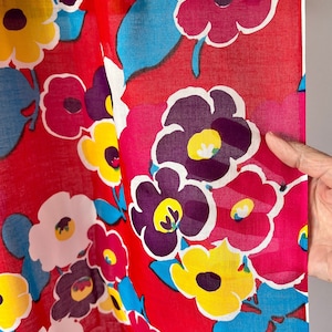 Vibrant Vintage Floral Cotton Voile Fabric: by the Yard Sheer Material for Dresses & Beachwear #5368