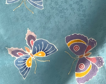 Silk Butterfly Fabric Pieces, Hand Painted Japanese Kyo Yüzen Butterflies #4727