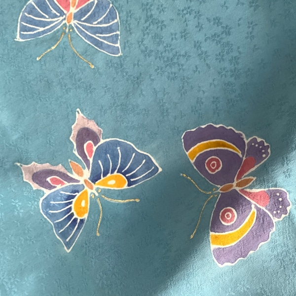 Silk Butterfly Fabric Pieces, Hand Painted Japanese Kyo Yüzen Butterflies #4727