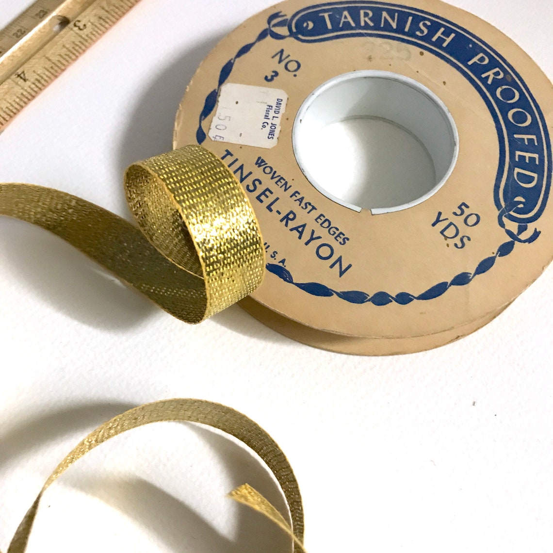 1950s Vintage Metallic Gold Tinsel Ribbon Trim 4 Yards Etsy