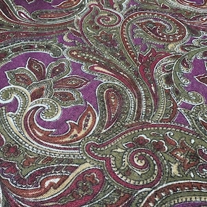 1970s Paisley Fabric, Purple, Blue and Olive Green Lightweight Challis 60&quot; wide #7797