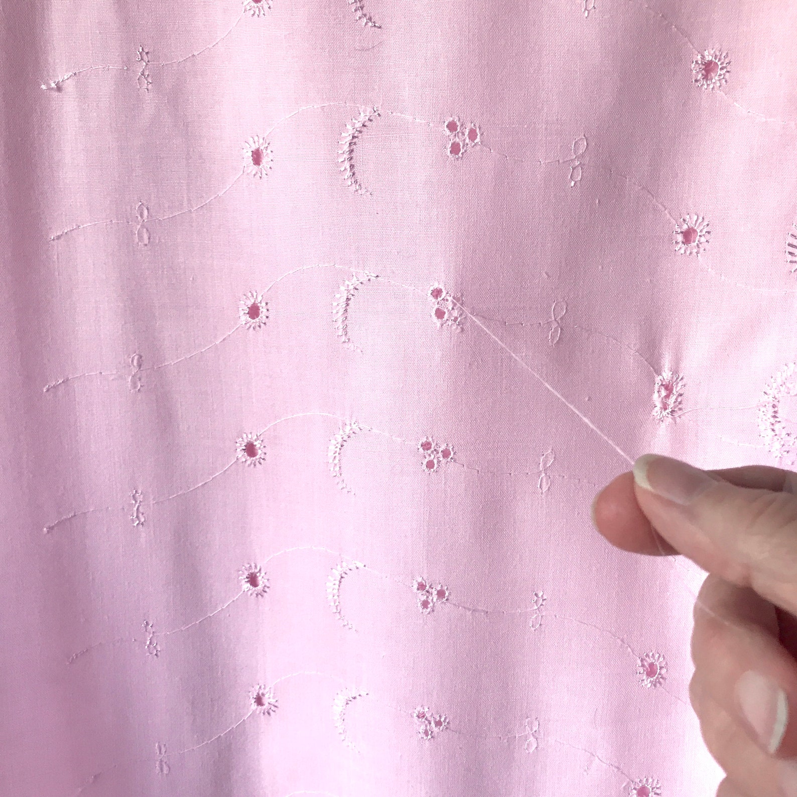 1970s Vintage Pink Eyelet Fabric by the Yard Embroidered Etsy