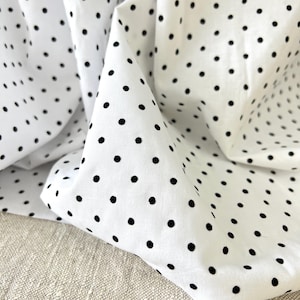 Flocked Fabric Shy 2 yards, Polka Dot, White and Black Flocking #7481