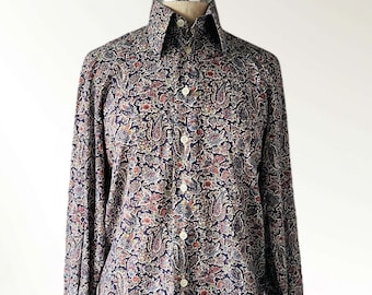 1970s Liberty of London Tana Lawn Shirt, Men's 14 1/2 neck or Ladies S-M #5802