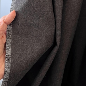 Brown Wool Fabric, 1 Yard 30&quot; Dark Wool Flannel 60&quot; wide #7156