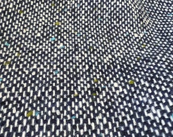 Navy Blue Donegal Tweed Fabric: Wool Blend, Flecked Lightweight Material for Shawls,  Skirts 1 7/8 Yards x 59&quot; wide #6888