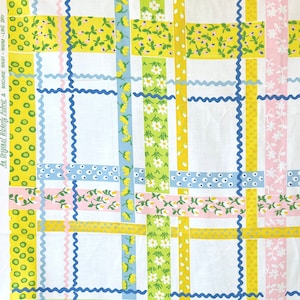 1960s Waverly Fabric by the Yard “Picnic” Cotton Rick Rack Floral Print 45” wide Pastel Curtain Fabric #6655