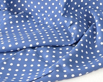 1940s Rayon Fabric Remnant, 1 2/3 Yards Periwinkle Blue & White Polka Dot, 38" wide #5894