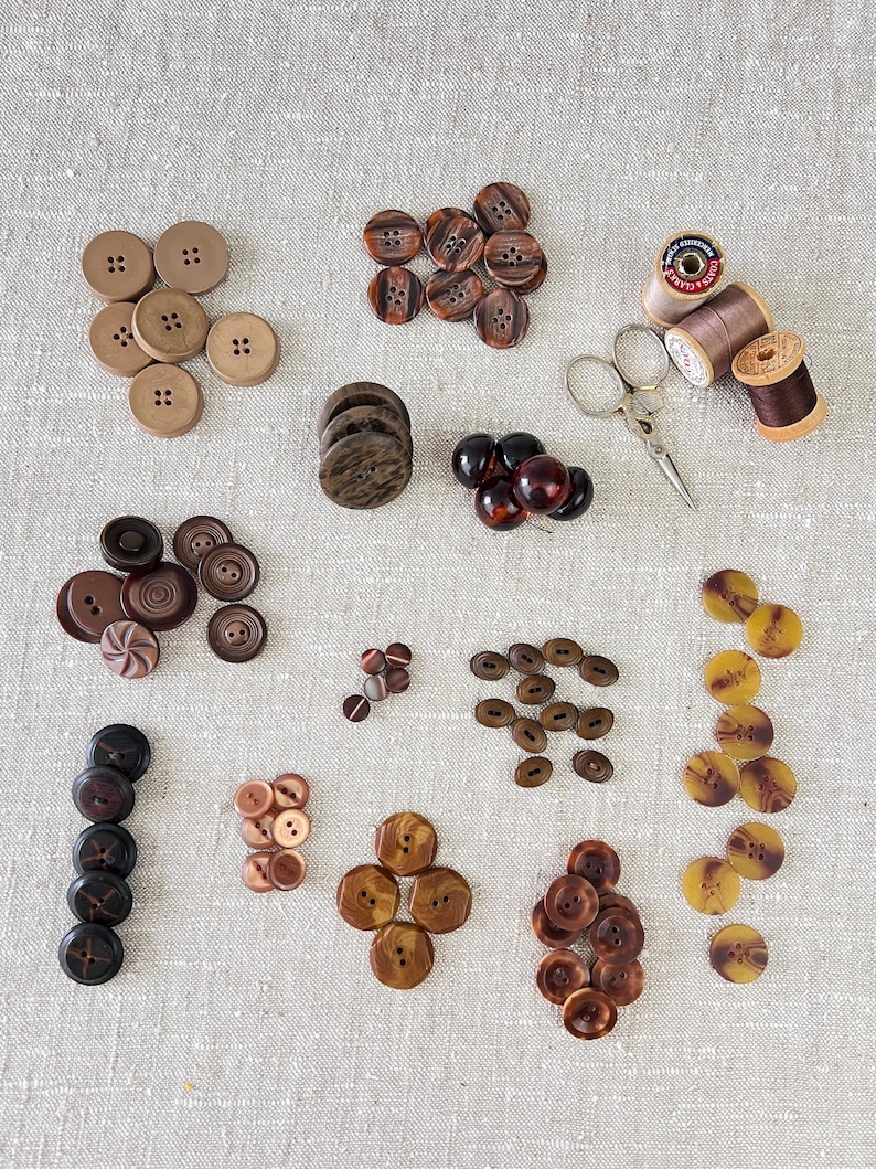 Antique and Vintage Assorted Button Sets, Your Choice of Brown Colors ...