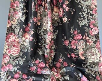 Englischer Chintz im Vintage-Stil der 1920er Jahre: Meterware mit botanischem Rosenmuster, 89 cm breit, glasierte Baumwolle #1377