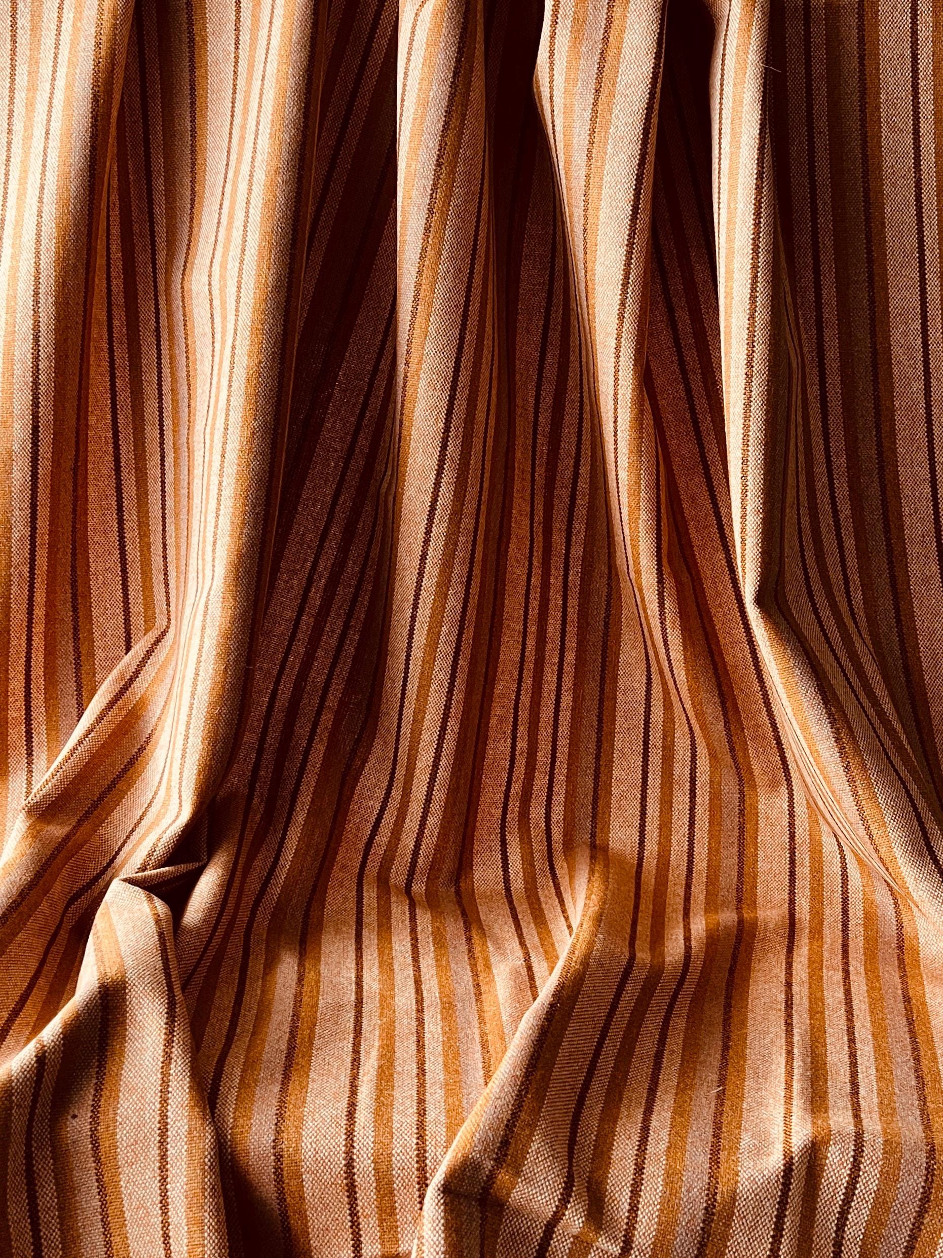 1970s Heavy Wool Fabric, Chunky Orange & Brown Stripe for