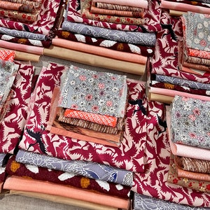 Vintage Silk Japanese Kimono Fabric Bundle: 10 Pieces Shibori Novelty Pack in Earthy Tones #5095