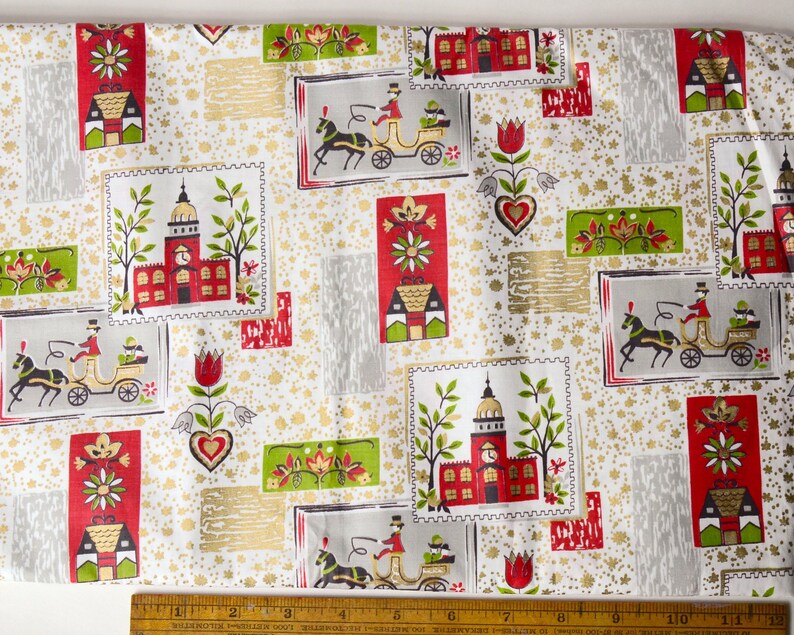 Merry and Bright 1950s Vintage Novelty Fabric By the Yard Etsy