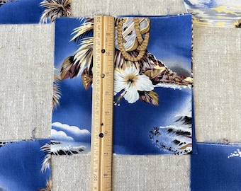 20 Hawaiian Fabric Squares 6 3/4" Hilo Hattie Cotton Islands, Hibiscus, Ukulele Pieces #710