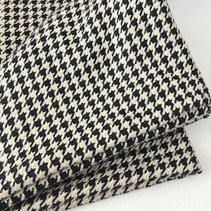 Vintage Houndstooth Check Fabric, 1 Yard 34” x 62"wide Silk and Wool Blend Suit Fabric #7546