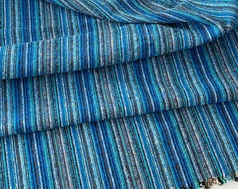 1950s Shag Bark Fabric by the Yard or 3/4 yd x 36" wide Fabric Striped Cotton Fabric Nubby Upholstery Stripe #3338