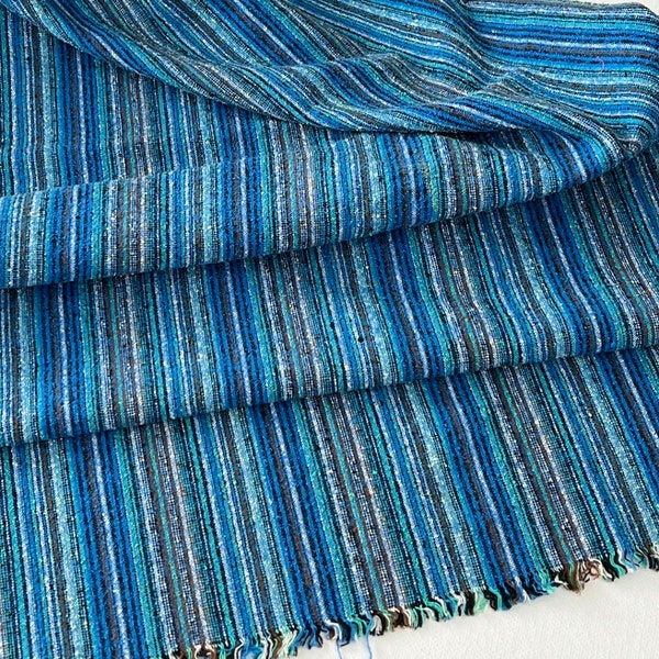 1950s Shag Bark Fabric by the Yard or 3/4 yd x 36" wide Fabric Striped Cotton Fabric Nubby Upholstery Stripe #3338