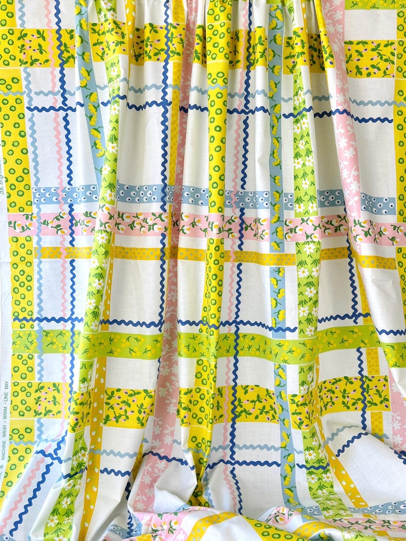 1960s Waverly Fabric by the Yard “picnic” Cotton Rick Rack Floral Print ...