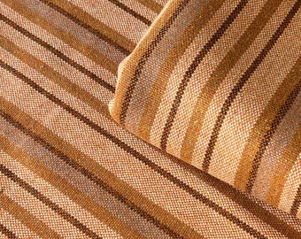 1970s Heavy Wool Fabric, Chunky Orange & Brown Stripe for Coat or Upholstery 59&quot; wide #6858