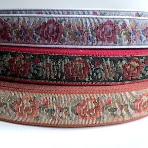 Rose Tapestry Trim: 1&quot; Woven Braid, Vintage Style