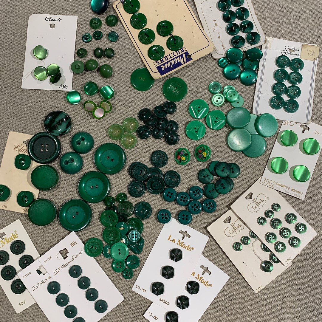 Vintage Green Buttons Your Choice Sets Cards & Lots Etsy