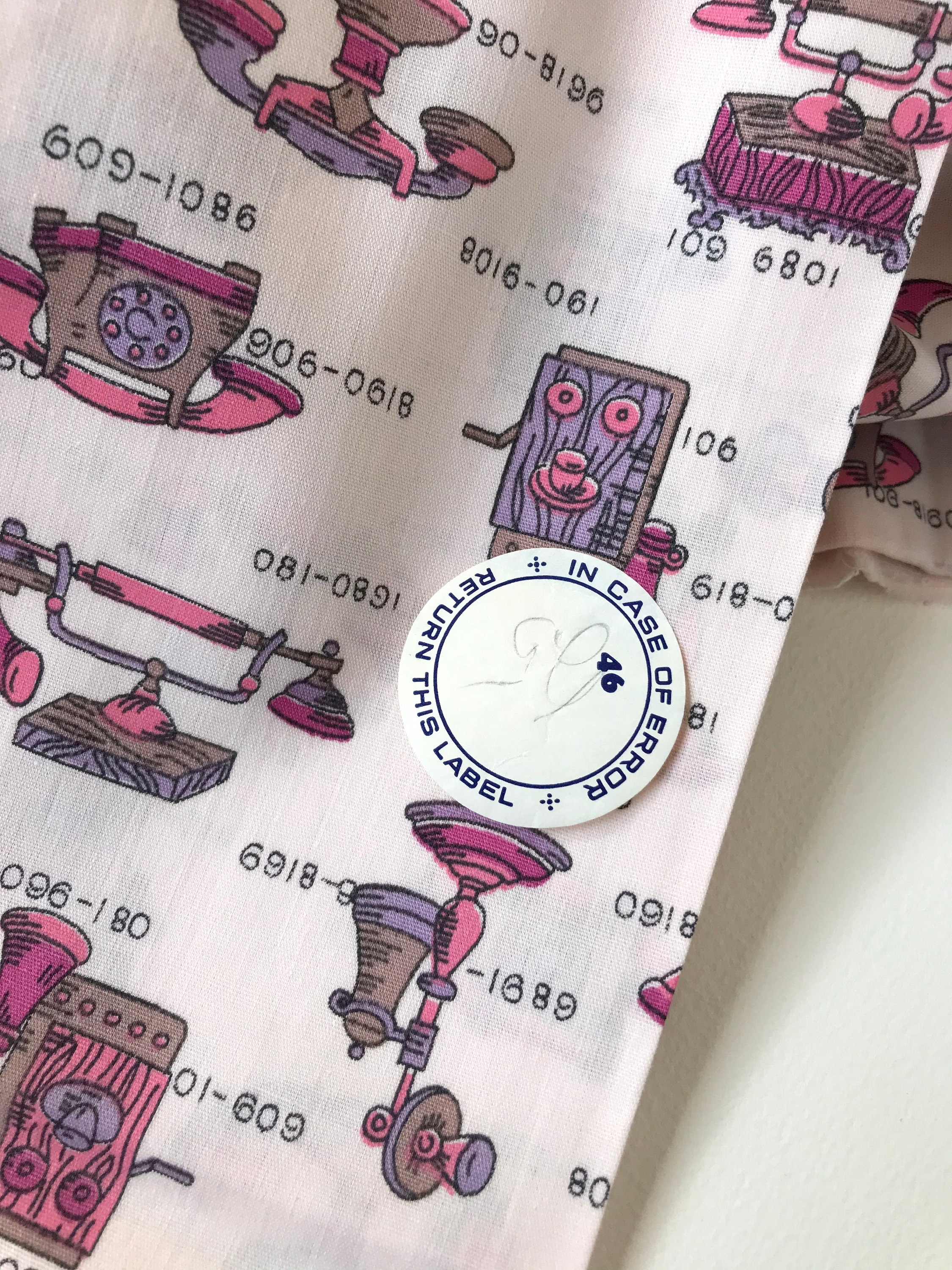 1950s Vintage Fabric 2 Yards Cute Telephone Novelty Print 1950s Vintage Fabric 2 Yards Cute Telephone Novelty Print