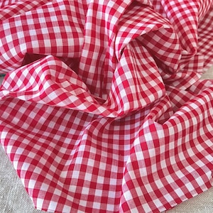 Woven Gingham Check Red and White Cotton by the Yard #3032