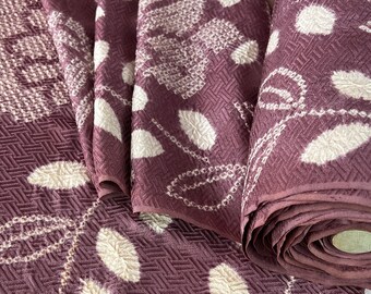 Last piece! 1970s Japanese Silk Shibori Fabric by the Yard x 13 3/4" wide Lavender Purple Handmade Fabric #6659
