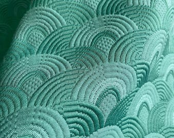 Tissu Jack Lenor Larsen AURORA - Laine Vert - Milieu Du Siècle - 46x60 Cm