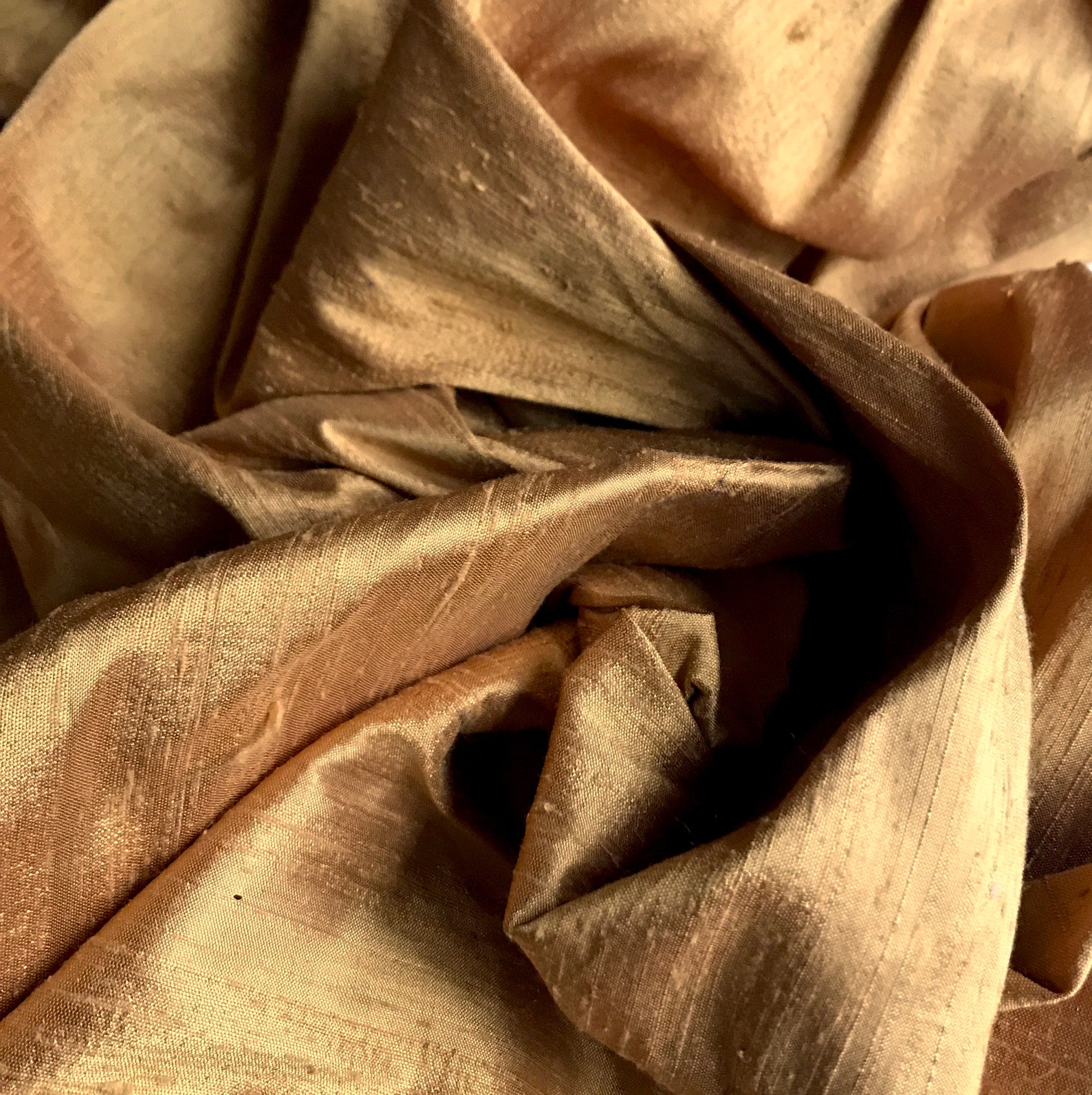 1980s Vintage Gold Silk Dupioni Fabric By the Yard Mustard Etsy