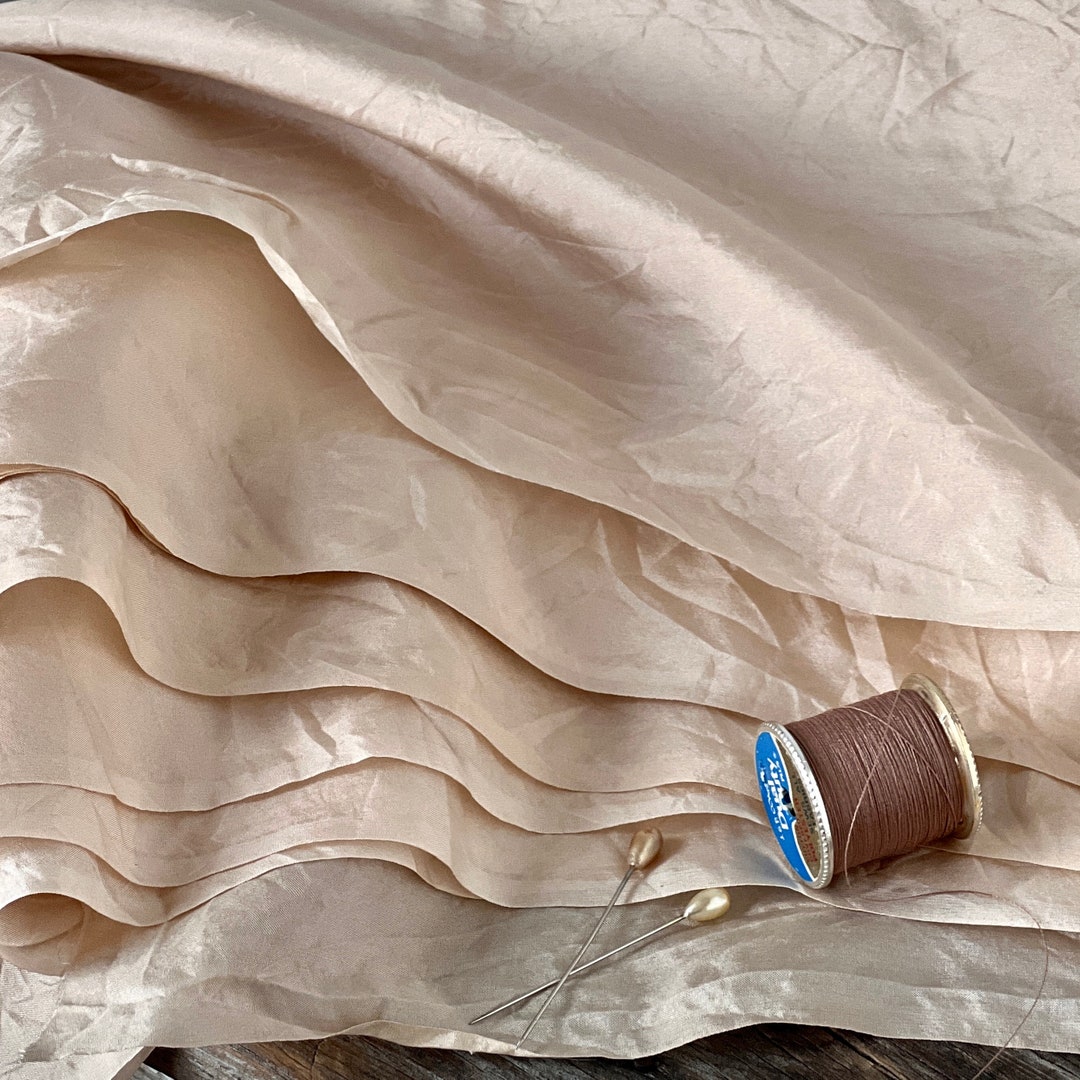 Vintage Washed Silk Fabric by the Yard Peachy Beige Etsy