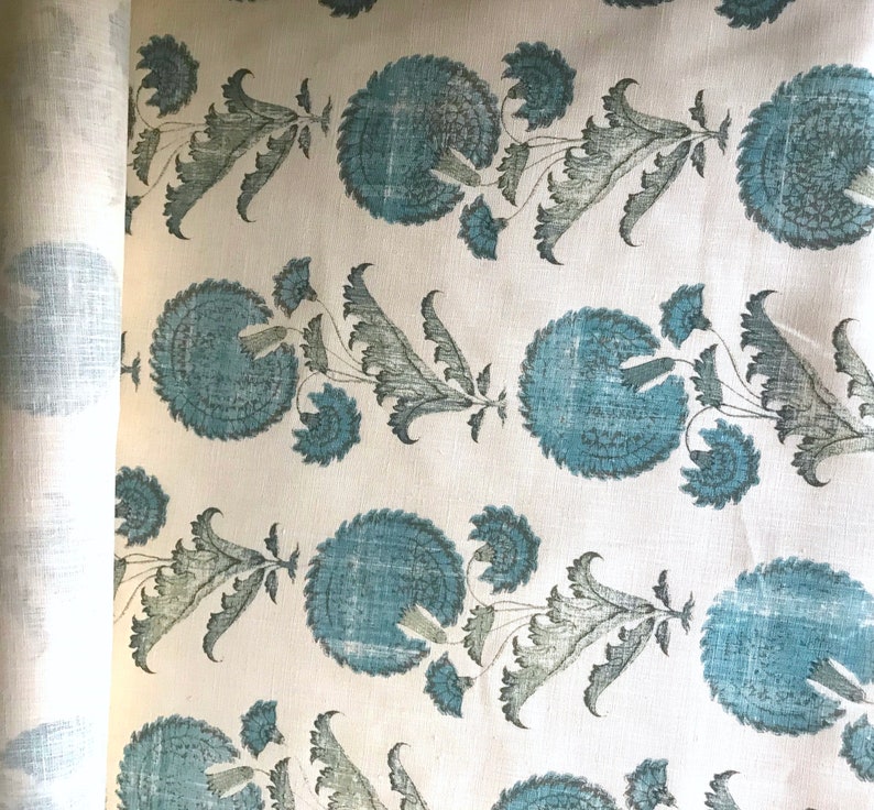 Jasper Fabrics Indian Flower Printed Hemp Upholstery Fabric 56 | Etsy