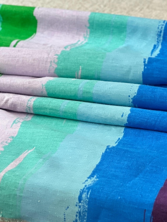 1960s Mid Century Fabric- Paintbrush Stripe Print, 42"x52" Cotton Remnant #7169