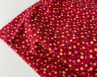 1950s Cotton Fabric 1 1/2 Yard Pieces, Tiny Floral, Brick Red and Orange Roses 35 1/2" wide #6921
