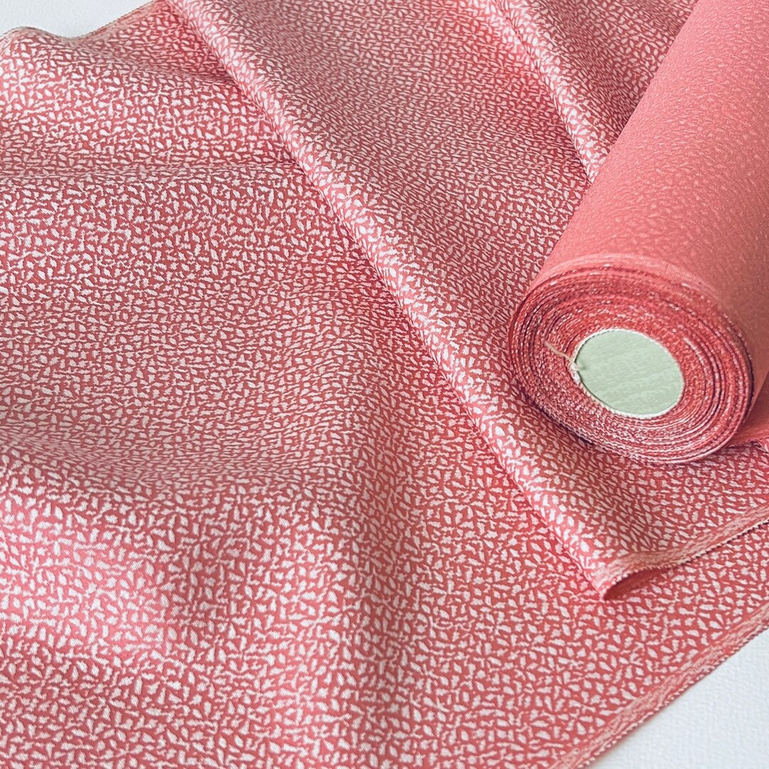 Japanese Silk Fabric by the Yard, Peach Woven Silk Jacquard Fabric, 14