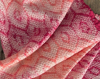 Japanese Silk Shibori Fabric, Peach, Pink Pastel Tie Dye Fabric Pieces #5501