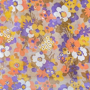1970s Vintage Floral Voile Fabric - Bold and Breezy - Sold by the Yard #7559