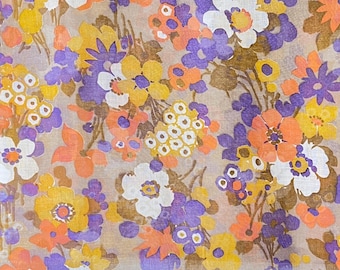 1970s Vintage Floral Voile Fabric - Bold and Breezy - Sold by the Yard #7559