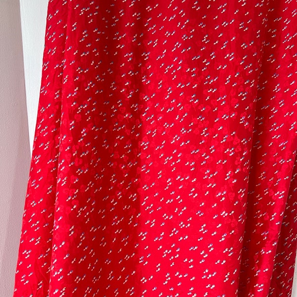 Red Silk Fabric, 4 Yards plus Small Scale Floral Crepe de Chine 45" wide #5809