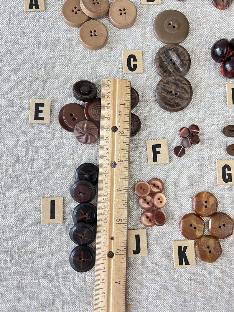 Antique and Vintage Assorted Button Sets, Your Choice of Brown Colors ...