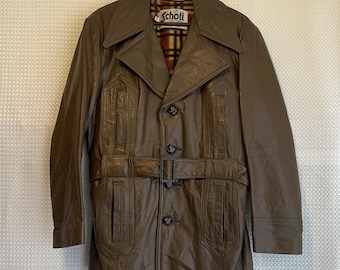 Jaqueta casual vintage Schott Bros em couro marrom, estilo anos 70, com forro removível, tamanho 40 masculino #719