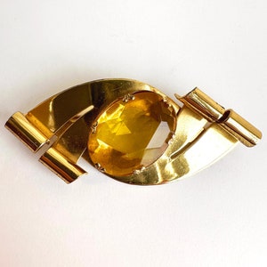 Sterling Craft by Coro Topaz Rhinestone Brooch
