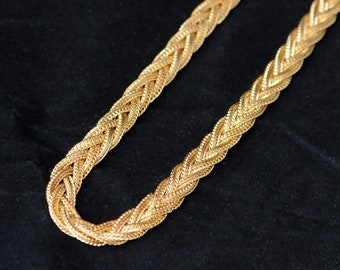 Vintage Joan Rivers Braided Gold Tone Necklace, KC174