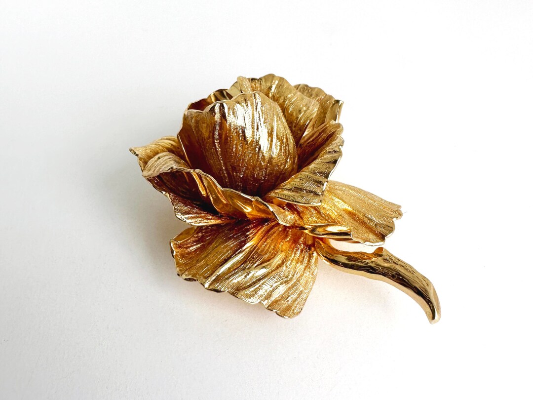 Vintage 1964 Chr. Dior Grosse Germany Dimensional Rose Brooch Etsy