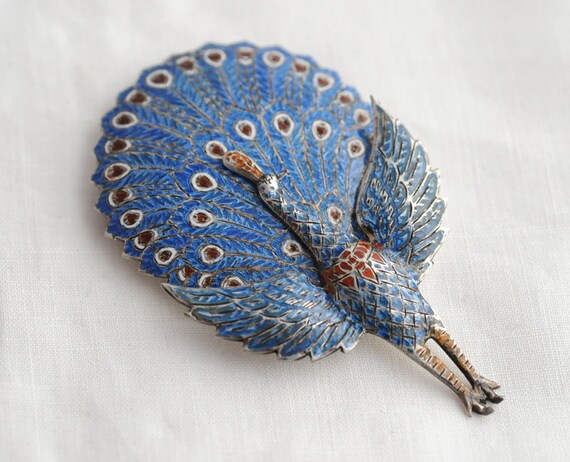 Sterling Silver Siam Peacock, Articulated Peacock