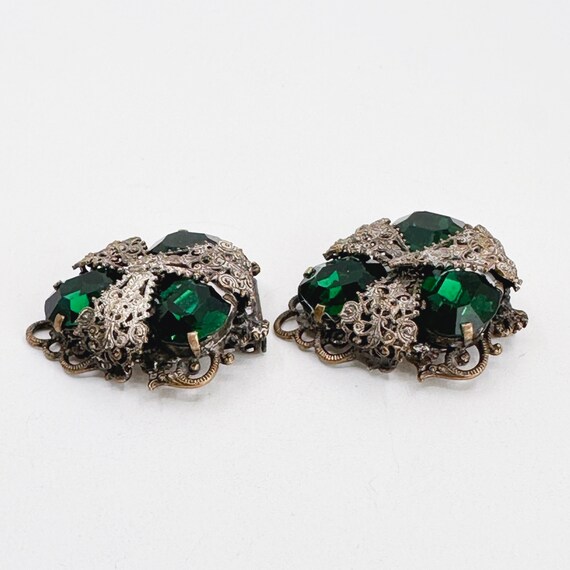 Vintage Green Filigree Dress Clip Set - image 7