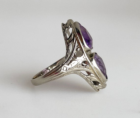 Art Deco Amethyst Ring, 14K White Gold, Art Deco … - image 2