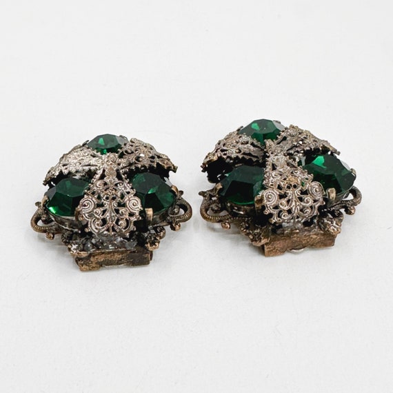 Vintage Green Filigree Dress Clip Set - image 6